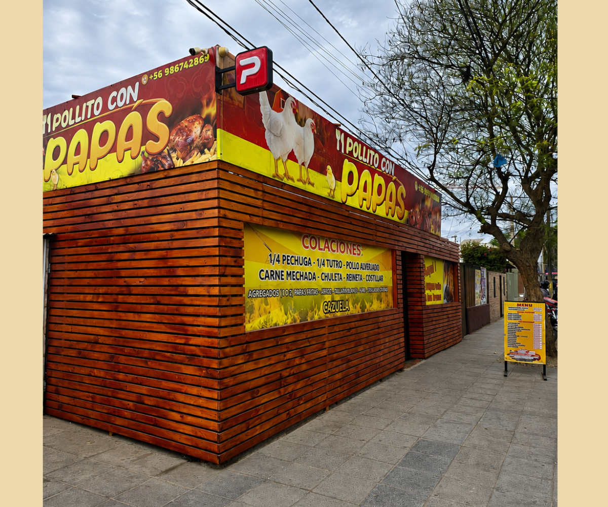 Fachada de Pollito con Papas en Copiapó